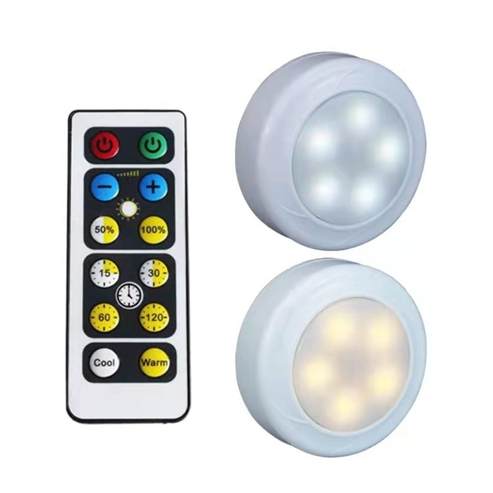 KEFA 2 Packs Battery Operated Light Bulbs No Electricity for Lamps,AA Battery Light Bulb with Remote Control,Battery Powered LED Puck Lights with E26 Screw in for No Hardwired Lighting Fixture