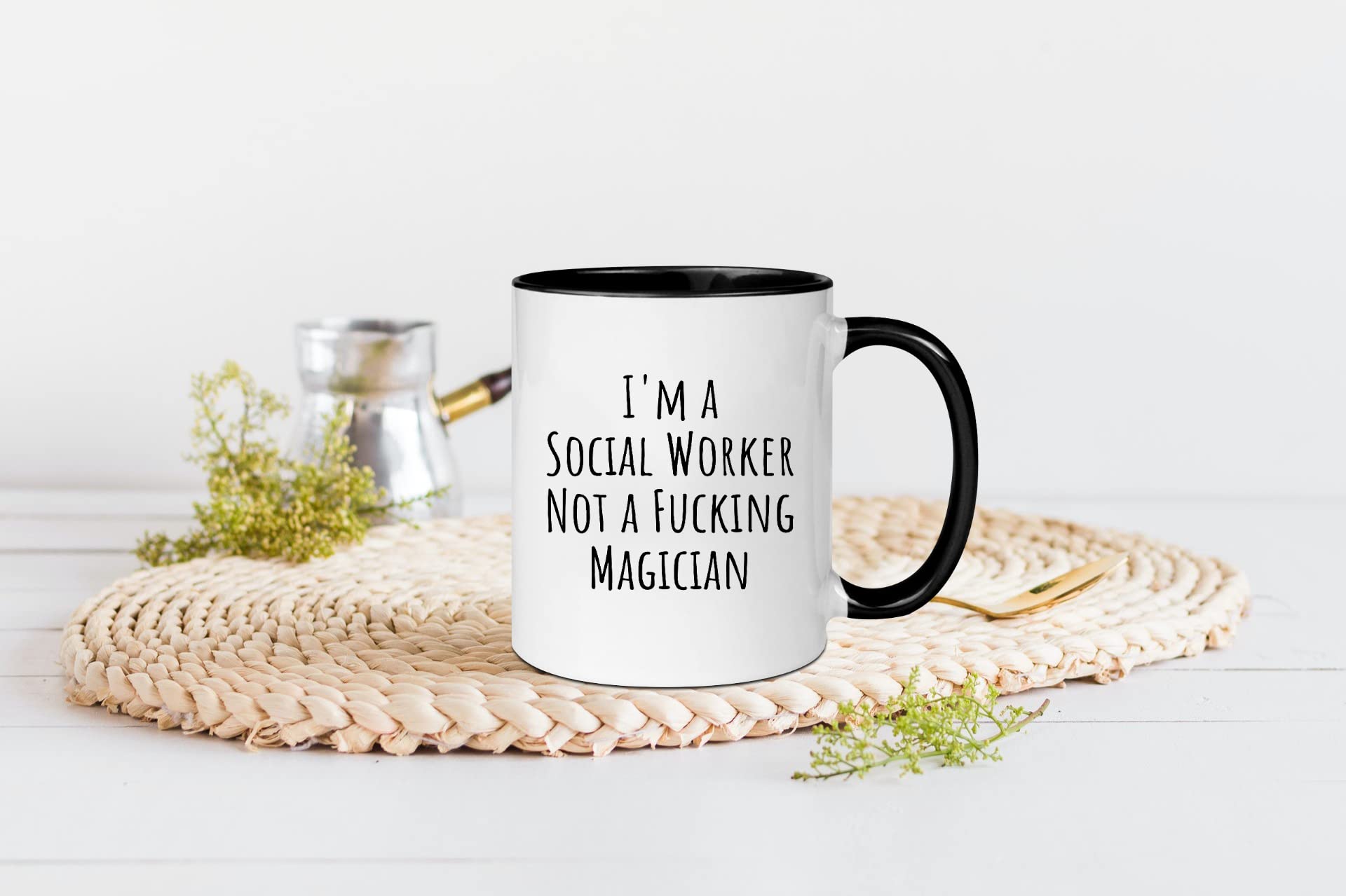 wonwhew YYWUDISHOP - I'm a Social Worker Not a Fucking Magician,Funny Social Worker Birthday Mug,Funny Mug For Social Worker, 11oz Ceramic Coffee Mug/Tea Cup