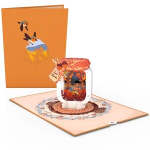 Lovepop Thanksgiving Pop-Up Card for Her and Him - 3D Holiday Greeting for Boys, Girls, Men, Women - Give Thanks Jar 5" x 7" Fox - Blank Note Card & Envelope Included