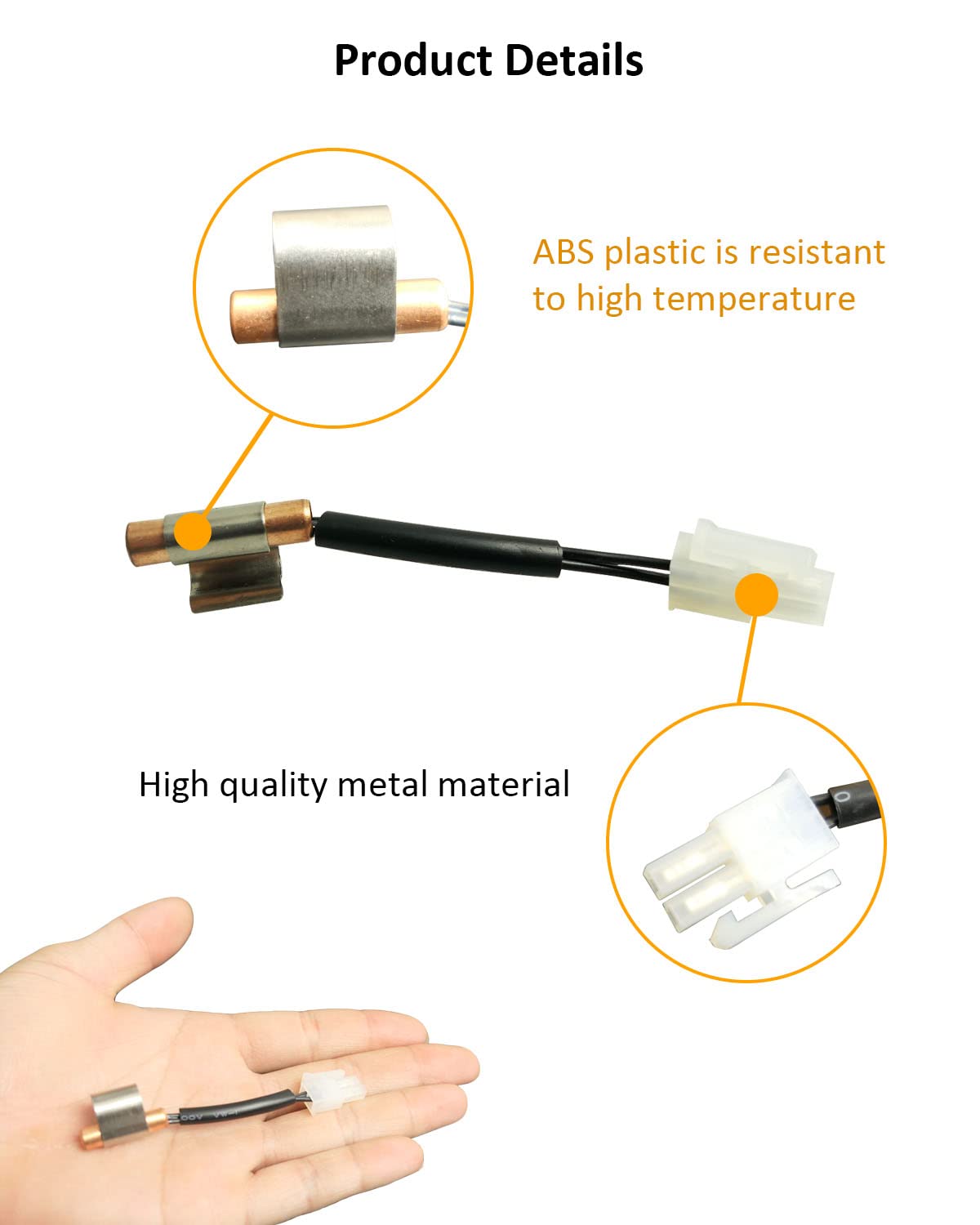 W10383615 Refrigerator Thermistor With Clip Fits for Whirlpool Refrigerator Replaces WPW10383615VP 2118226 PS11753994 AP6020675 2Pack