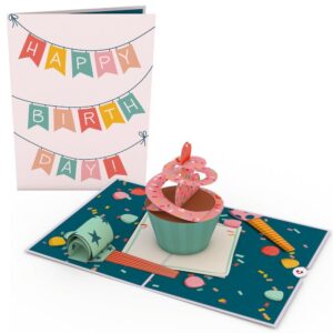 Lovepop Cupcake Birthday 3D Pop-Up Greeting Card - Handcrafted, FSC Certified, 5 x 7"