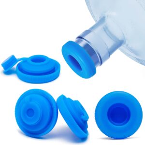 Water Jug Caps 5 Gallon Silicone - Replaceable Strong Sealing no Spill Top Lid Cover 55mm with Hole for Outdoor & Kitchen - Pack by 4