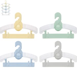 JSF Adjustable Baby Hangers for Baby Girl Boy, 20pcs Toddler Kids Child Nursery Closet Hangers, Non-Slip and Extendable Laundry Infant Hangers for Newborn Clothes (Colourful Bear Hangers)