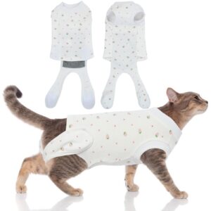 dentrun cat surgery anti-licking spay recovery suit, cat small dog cone e-collar alternative recovery shirt after surgery for male female abdominal wounds bandages, pet surgical recovery snuggly suit