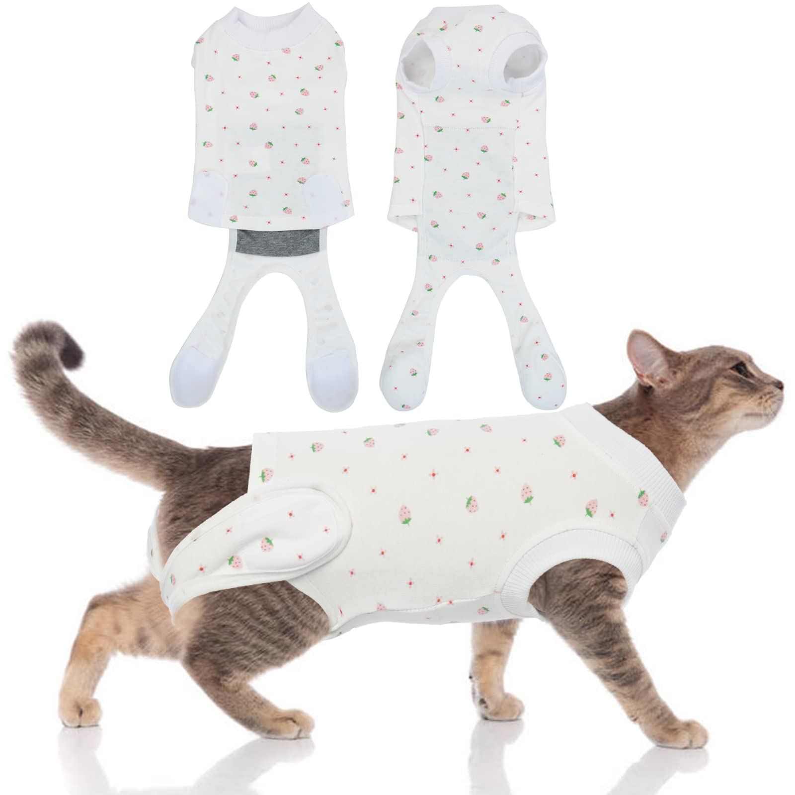 DENTRUN Cat Surgery Anti-Licking Spay Recovery Suit, Cat Small Dog Cone E-Collar Alternative Recovery Shirt After Surgery for Male Female Abdominal Wounds Bandages, Pet Surgical Recovery Snuggly Suit