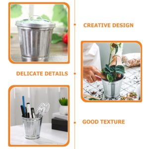 NUOBESTY 3pcs Mini Trash Can Desktop Garbage Bin Iron Garbage Can Pencil Cup Holder Flower Pot Compact Wastebasket for Bathroom Vanity Desktop Tabletop Coffee Table Countertop