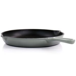 MegaChef Round 10.25 Inch Enameled Cast Iron Skillet in Gray