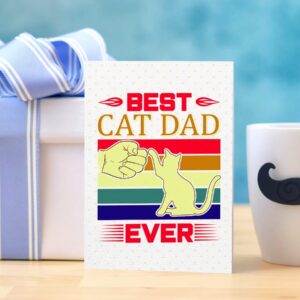 FLYAB Best Cat Dad Ever Fathers Day Card from Cat 4"x6" Funny Cat Dad Fathers Day for Cat Dad Fathers Day Card for Dad from Daughter Son Birthday Greeting Card with Envelope for Husband from Wife