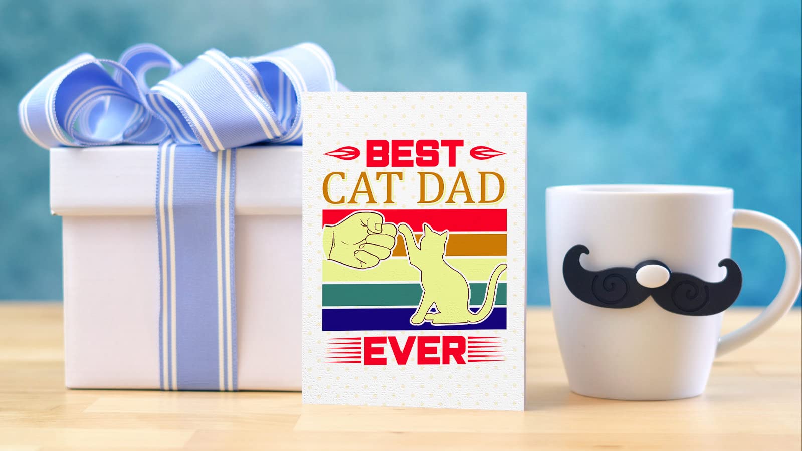 FLYAB Best Cat Dad Ever Fathers Day Card from Cat 4"x6" Funny Cat Dad Fathers Day for Cat Dad Fathers Day Card for Dad from Daughter Son Birthday Greeting Card with Envelope for Husband from Wife