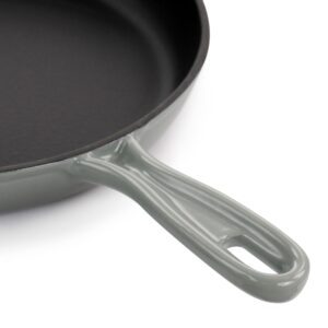 MegaChef Round 10.25 Inch Enameled Cast Iron Skillet in Gray