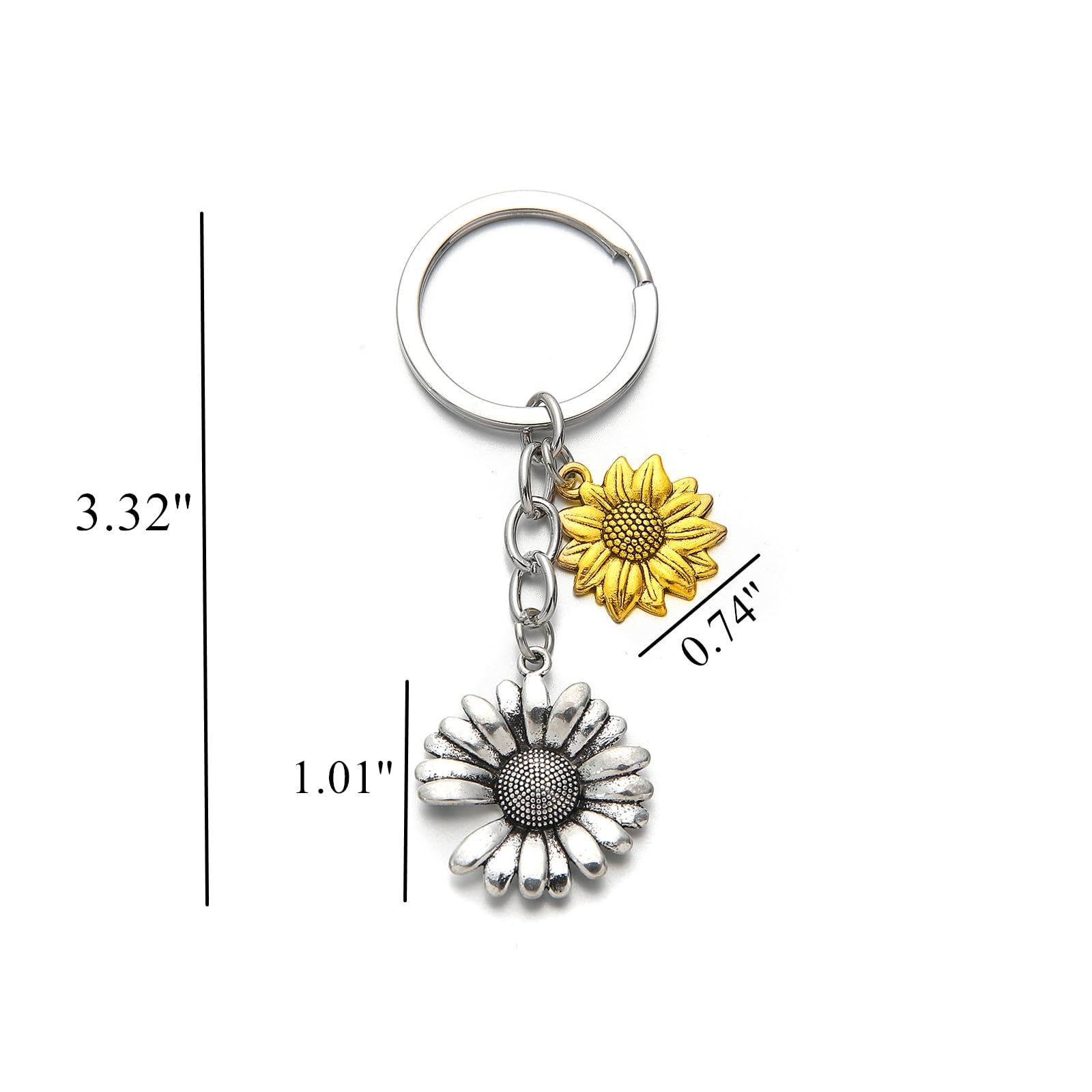 PHAETON 20PCS Sunflower Keychain Sunflower Key Ring Flower Keychain For Birthday Summer Party Wedding School Reward Sunflower Party Favor Bridesmaids Gift