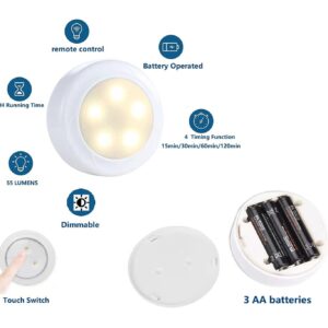 KEFA 2 Packs Battery Operated Light Bulbs No Electricity for Lamps,AA Battery Light Bulb with Remote Control,Battery Powered LED Puck Lights with E26 Screw in for No Hardwired Lighting Fixture