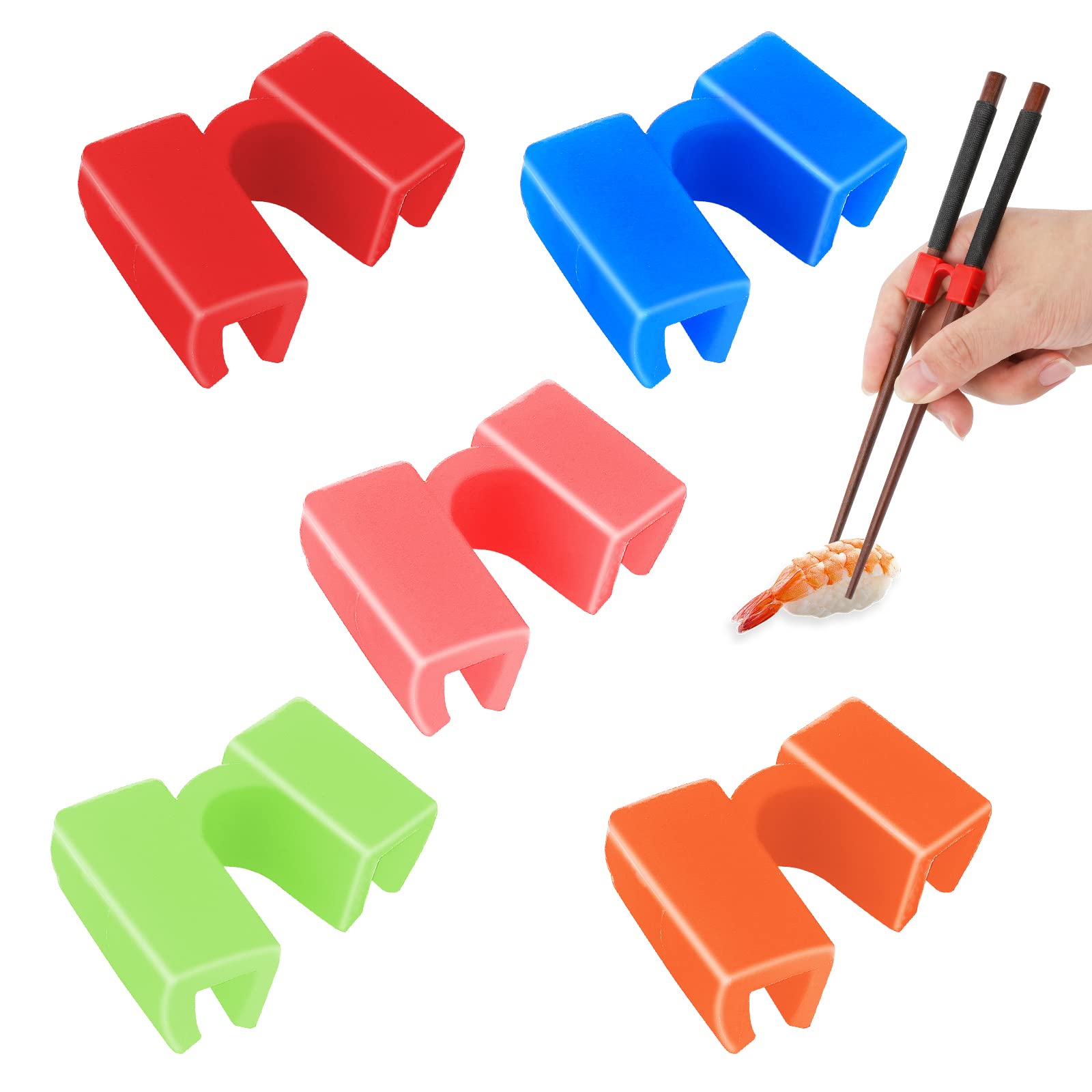 5 Pieces Reusable Chopsticks Helpers Training Chopstick Hinges Connector Training Chopstick for Adults, Beginner, Trainers or Learner (Multicolor)