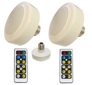 kefa 2 packs battery operated light bulbs no electricity for lamps,aa battery light bulb with remote control,battery powered led puck lights with e26 screw in for no hardwired lighting fixture