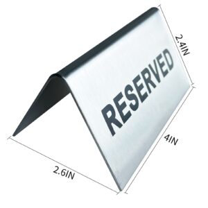 Reserved Table Signs Tent Table Sign Stainless Steel For Wedding Restaurants Ceremony 4x2.4 Inch 6 Packs