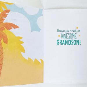 Happy Birthday Grandson Greeting Card with Brachiosaurus Dinosaur - Sure Hope That Your Day Is Action-Packed