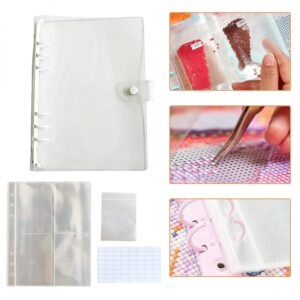 Diamond Painting Beads Storage Book Diamonds Container A5 Album Binder with Pockets Self Sealing Plastic Bags Clear Loose Leaf Organizer,Diamond Painting Rhinestone Storage