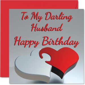 stuff4 cute birthday cards for husband - my darling husband - romantic happy birthday card for husband from wife partner, special husband birthday gifts, 5.7 x 5.7 inch hubby greeting cards