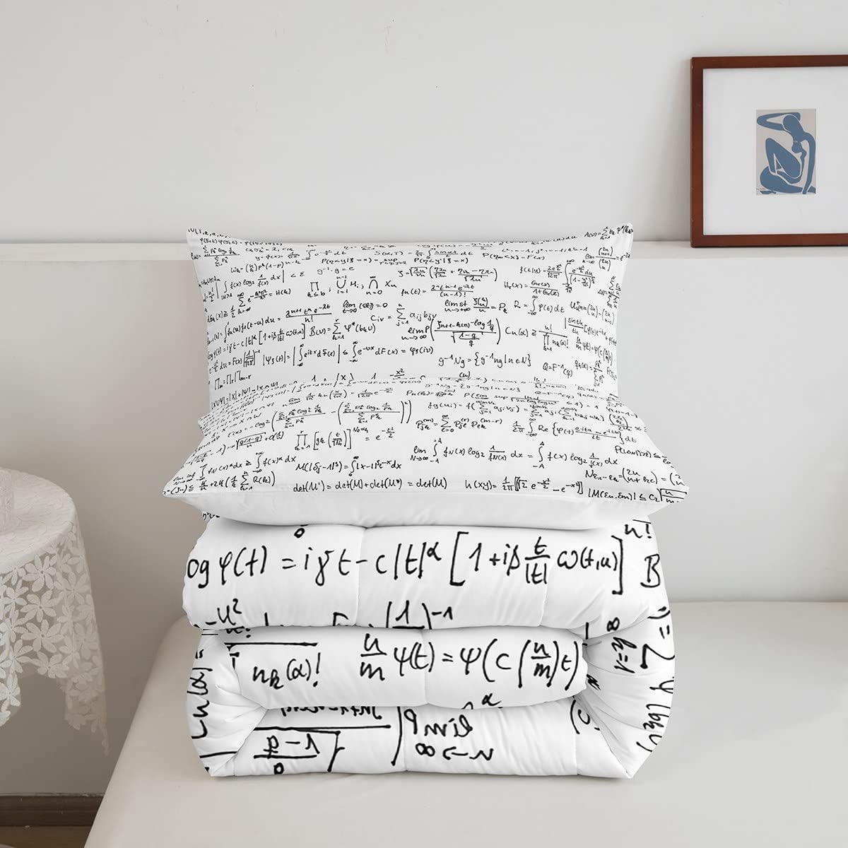 Feelyou Math Formula Duvet Set Mathematical Comforter Set for Kids Boys Girls Educational Bedding Set Science Comforter Black White 1 Comforter Set with 1 Pillowcase Twin Size Boys