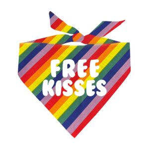 free kisses pride dog bandana (rainbow stripe, os 727)