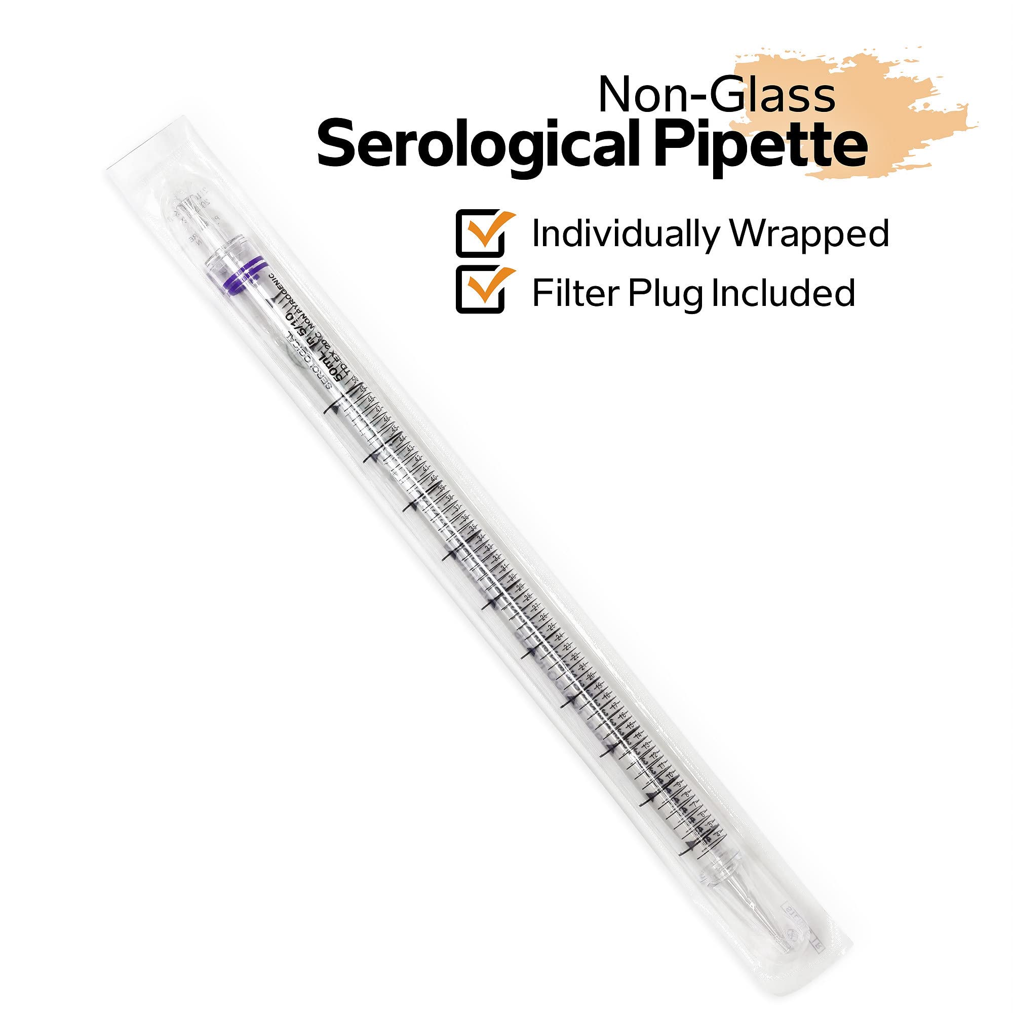 JET BIOFIL Disposable Serological Pipette, Sterile, Individually Wrapped, All Sizes (50 mL, 50 Pack)