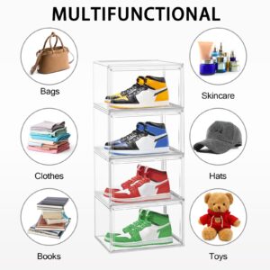 Acrylic Sneaker Shoe Display Case Transparent Sneaker Box Shoe Storage Boxes Clear Plastic Stackable Boot & Shoe Boxes Clear Shoe Organizer Containers with Lids, 1Pack Size 14