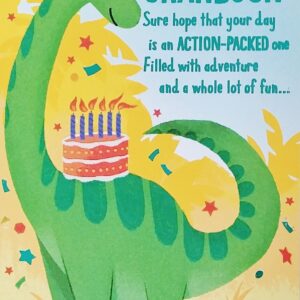 Happy Birthday Grandson Greeting Card with Brachiosaurus Dinosaur - Sure Hope That Your Day Is Action-Packed