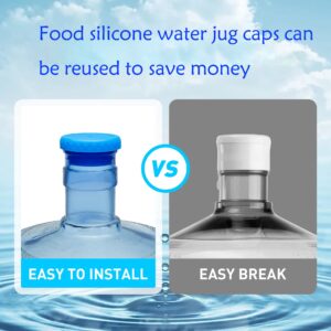 Water Jug Caps 5 Gallon Reusable Silicone - Strong Sealing no Spill Top Lid Cover 55mm Bottles for Outdoor & Kitchen - Pack by 4