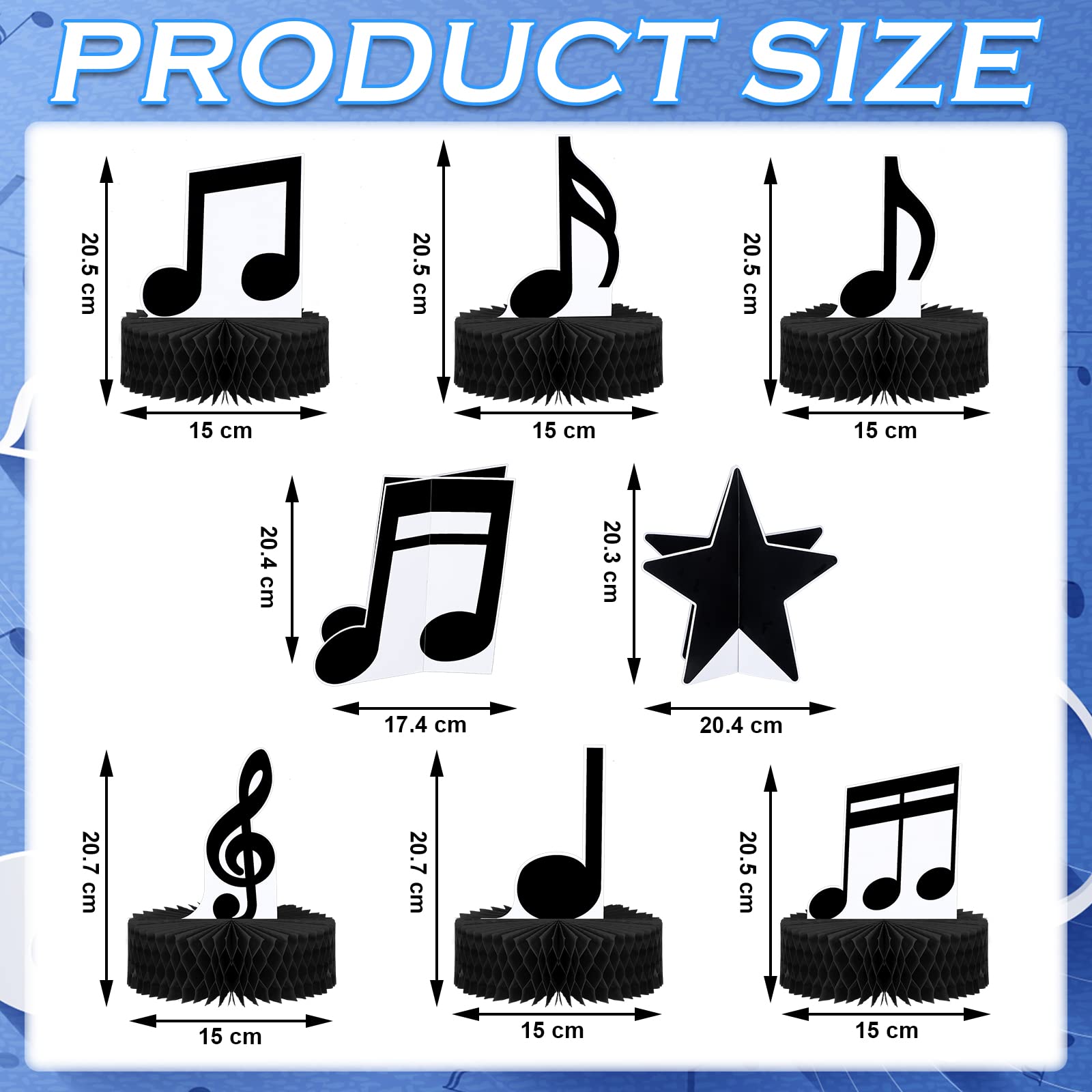 8 Pack Music Notes Honeycomb Centerpieces Musical Party Decorations Music Notes Silhouette Table Toppers Music Party Honeycomb Centerpieces Music Themed Party Decorations for Birthday Baby Shower