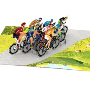 Liif Bicycle Racing Cycling 3D Greeting Pop Up Fathers Day Card, Birthday Card for Him, Men, Dad, Cyclist, Competitive Bicycler, Sara Miller, Retirement Card | With Message Note | Size 8 x 6 Inch