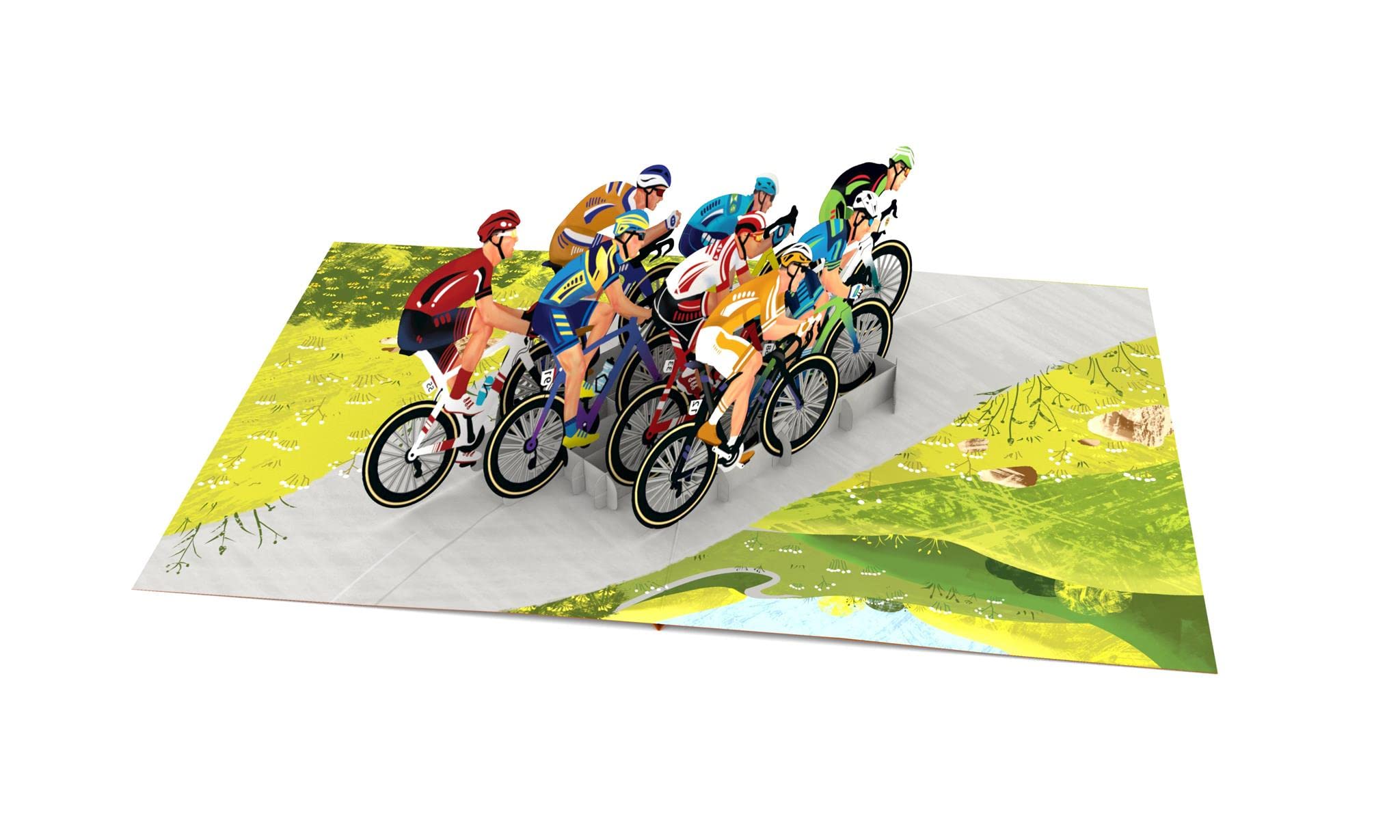 Liif Bicycle Racing Cycling 3D Greeting Pop Up Fathers Day Card, Birthday Card for Him, Men, Dad, Cyclist, Competitive Bicycler, Sara Miller, Retirement Card | With Message Note | Size 8 x 6 Inch