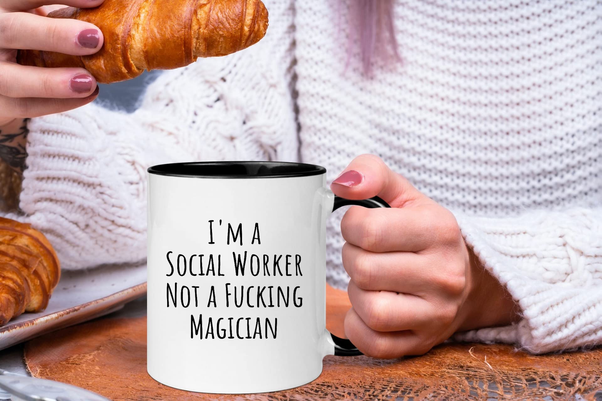 wonwhew YYWUDISHOP - I'm a Social Worker Not a Fucking Magician,Funny Social Worker Birthday Mug,Funny Mug For Social Worker, 11oz Ceramic Coffee Mug/Tea Cup