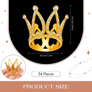 24 Pcs Crown Cake Topper Mini Baby Crown Tiny Queen Crown Small Princess Headpiece Cake Decoration for Women Lady Girl Bridal Wedding Royal Themed Baby Shower Decor Birthday Party (Gold)