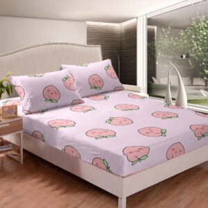 Erosebridal 7 Pieces Peach Bedding Set: Duvet Cover+Bed Sheets (Queen Size)