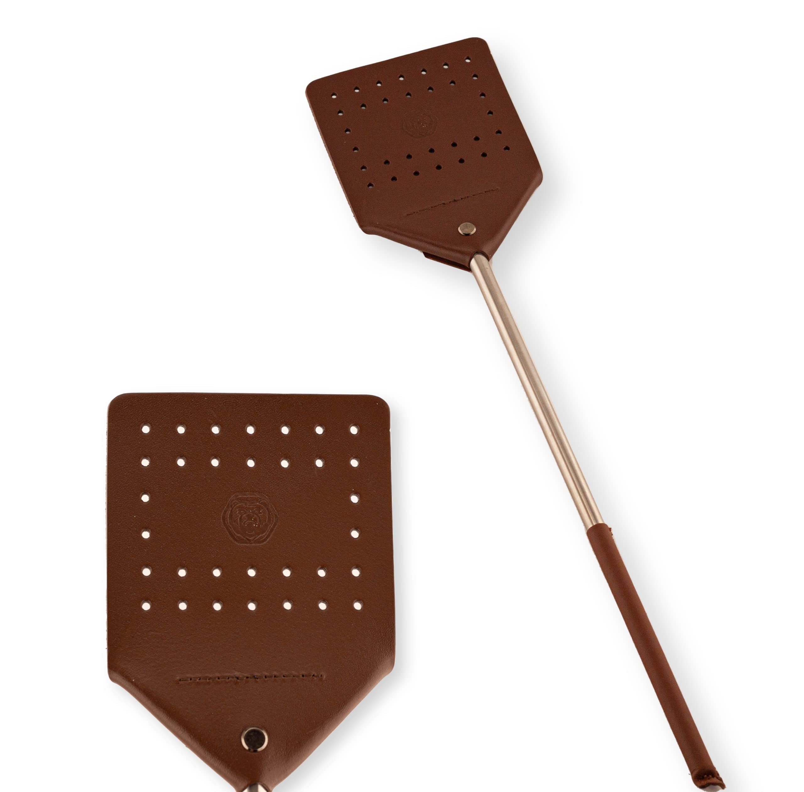 Leather Fly Swatter - Cognac - Pack of 2 - Insect Catcher - Insect Catcher - Insect Catcher - Leather Fly Swatter