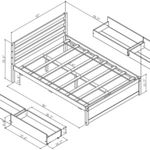 Bellemave Full Bed with 4 Drawers and Headboard Wood Platform Beds with Storage and Slat Support for Kids Boys Girls Teens, White