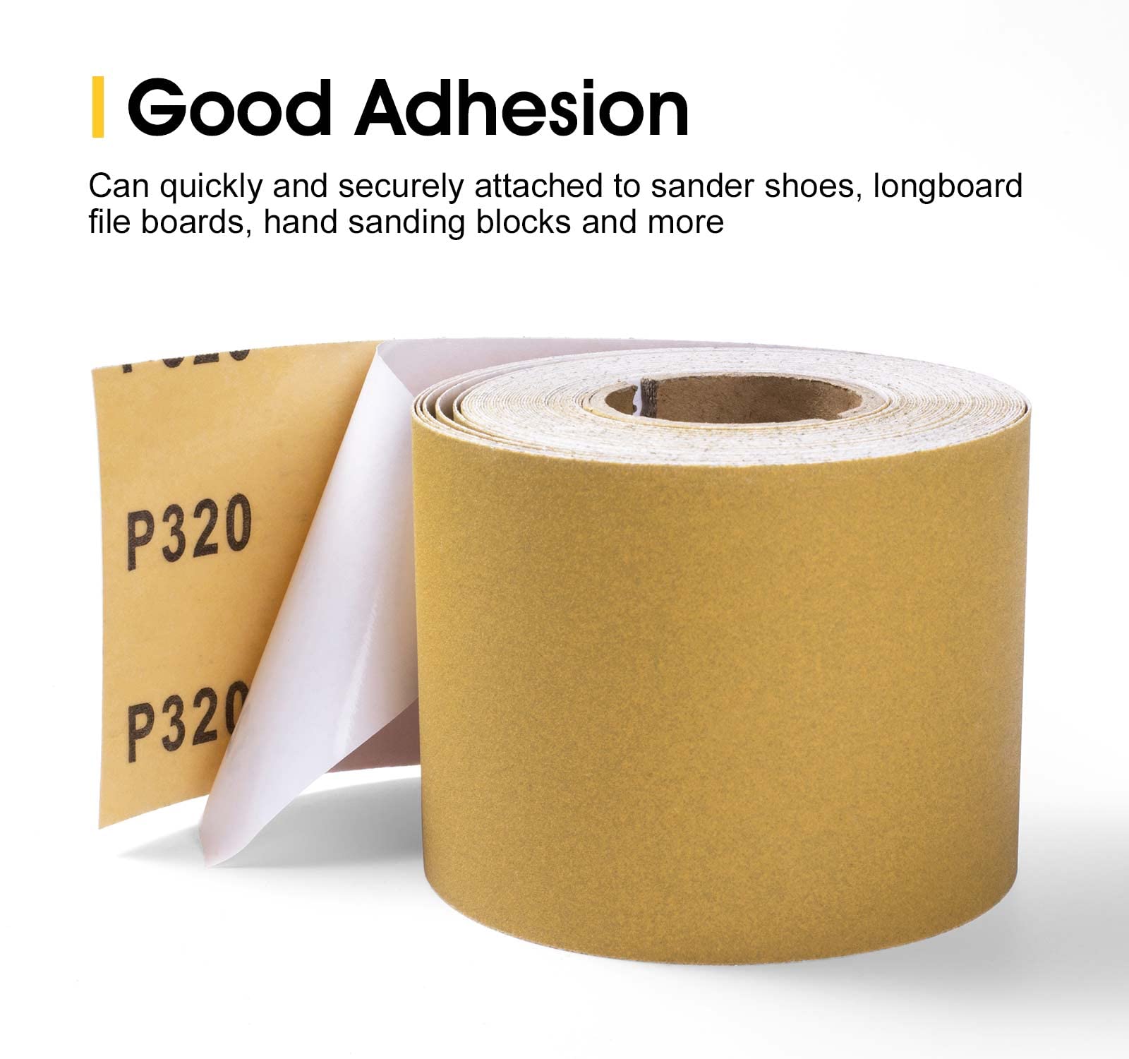 S SATC 320 Grit PSA Longboard Sandpaper 20 Yard Long Continuous Roll, 2-3/4" Wide Self Adhesive Stickyback Sanding Sheets for Automotive, Hand Sanding Blocks,Woodworking, Metal, Plastic