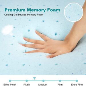 iHomy 3 Inch Memory Foam Mattress Topper Cooling Gel Infused Full Mattress Toppers with Removable Breathable Cover (Full, 3 Inch)