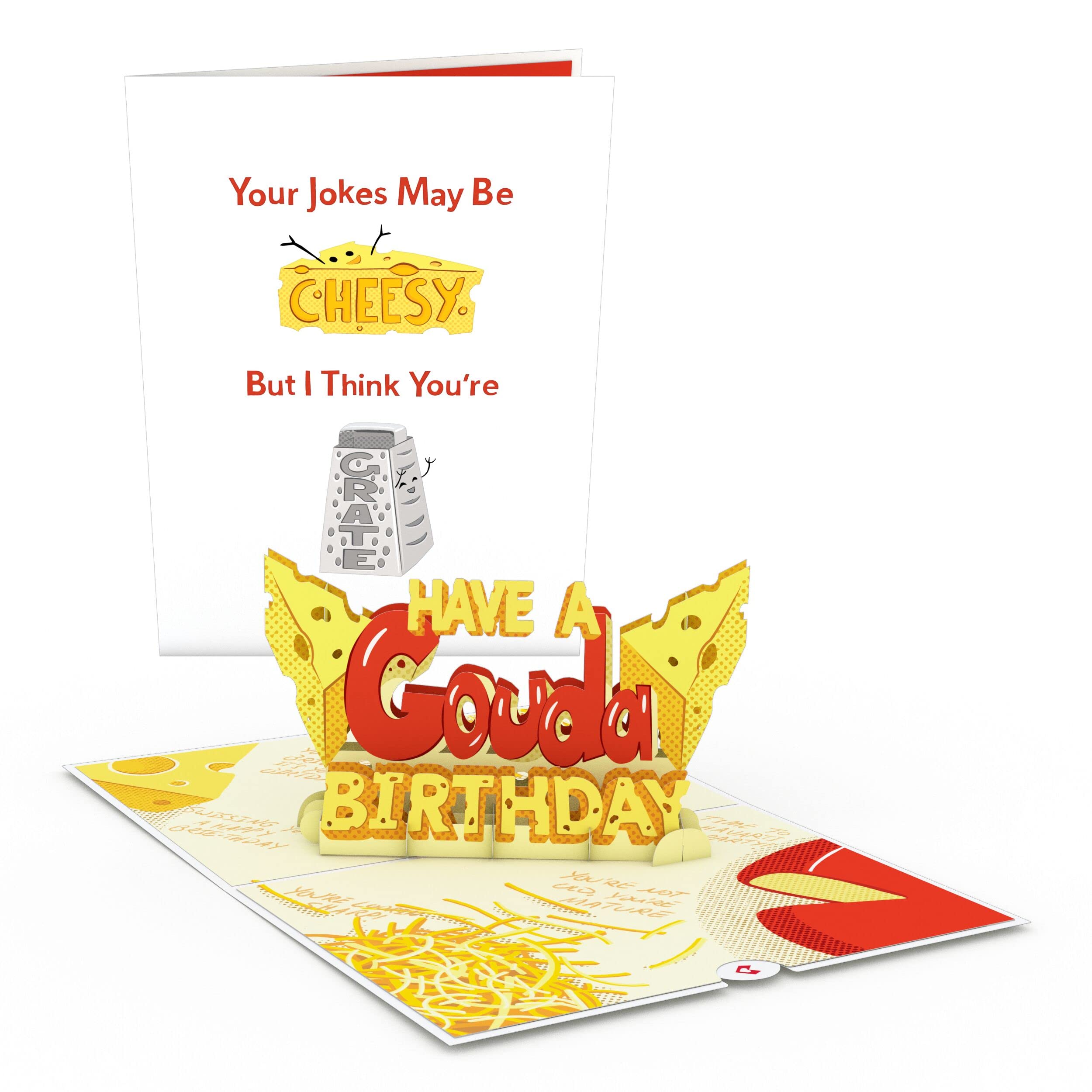 Lovepop Gouda Birthday Pop-Up Card – Funny Birthday Card – Handcrafted 3D Pop-Up Greeting Card – Birthday Card for Husband, 5 x 7”