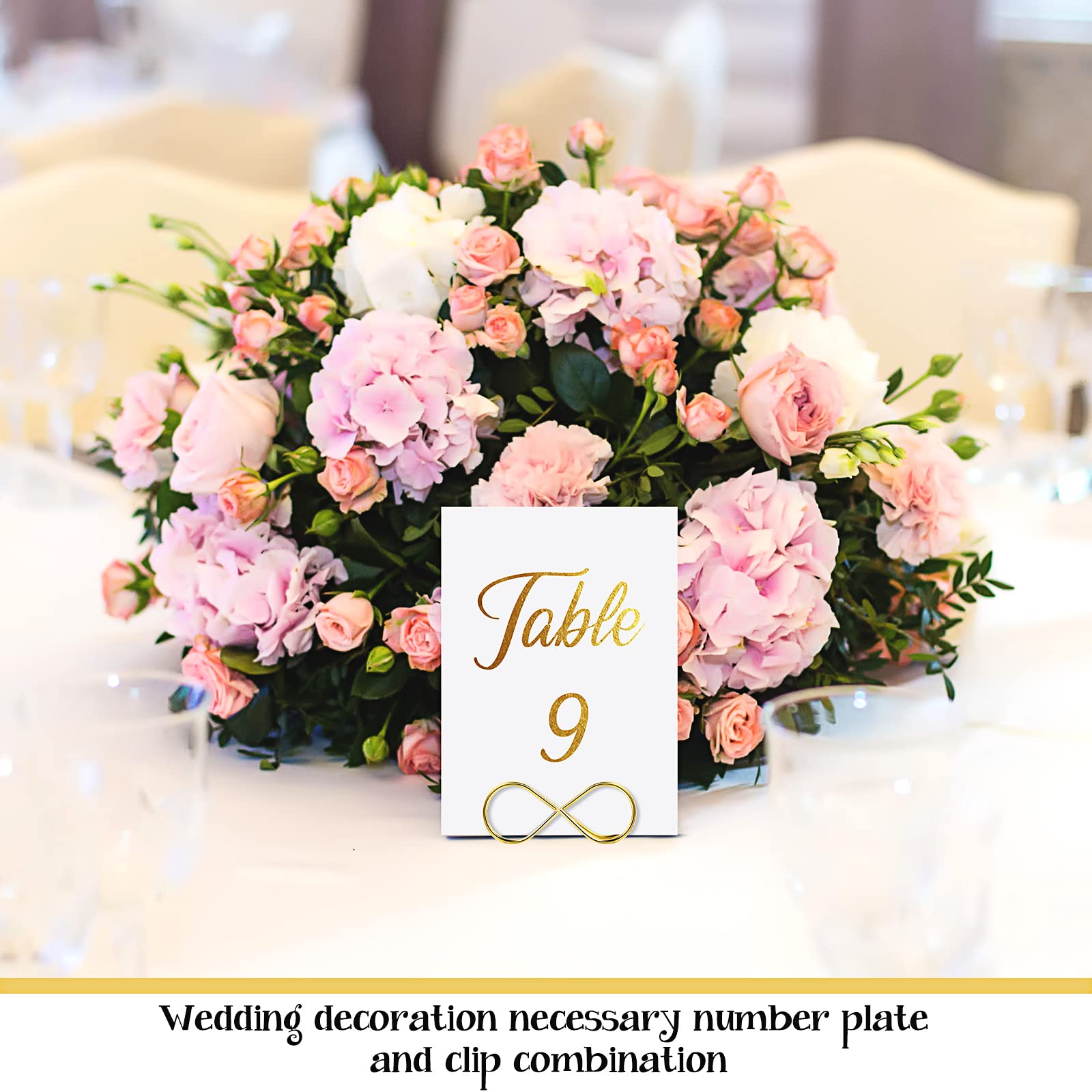 52 Pcs Table Number Sign, 26 Gold Table Numbers Holder Stands, 26 Wedding Table Numbers with Head Table Seating Labels Place Card Holder for Wedding Reception Name Cards for Table Setting