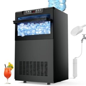 commercial ice maker, sodaper 110v automatic ice making machine stainless steel 180 lbs/24h, storage capacity 55 lbs, freestanding ice maker machine for office/restaurant/bar/coffee…