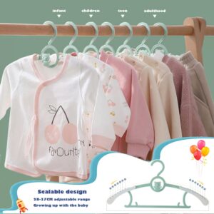 JSF Adjustable Baby Hangers for Baby Girl Boy, 20pcs Toddler Kids Child Nursery Closet Hangers, Non-Slip and Extendable Laundry Infant Hangers for Newborn Clothes (Colourful Bear Hangers)