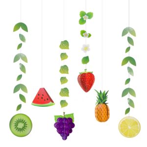 Cheerland Fruit Party Decoration Jungle Theme Backdrop Tropical Garland for Twotti Fruity Birthday Baby Shower Festival Summer Classroom Decor Party Supplies - Pack of 12