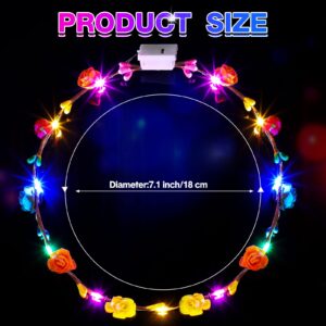 40 Pieces LED Flower Crown Light up Headband LED Hair Garlands Glow in The Dark Flower Crown LED Hair Wreath for Women Girls Brides Wedding Birthday Holiday Beach Party Hair Accessories