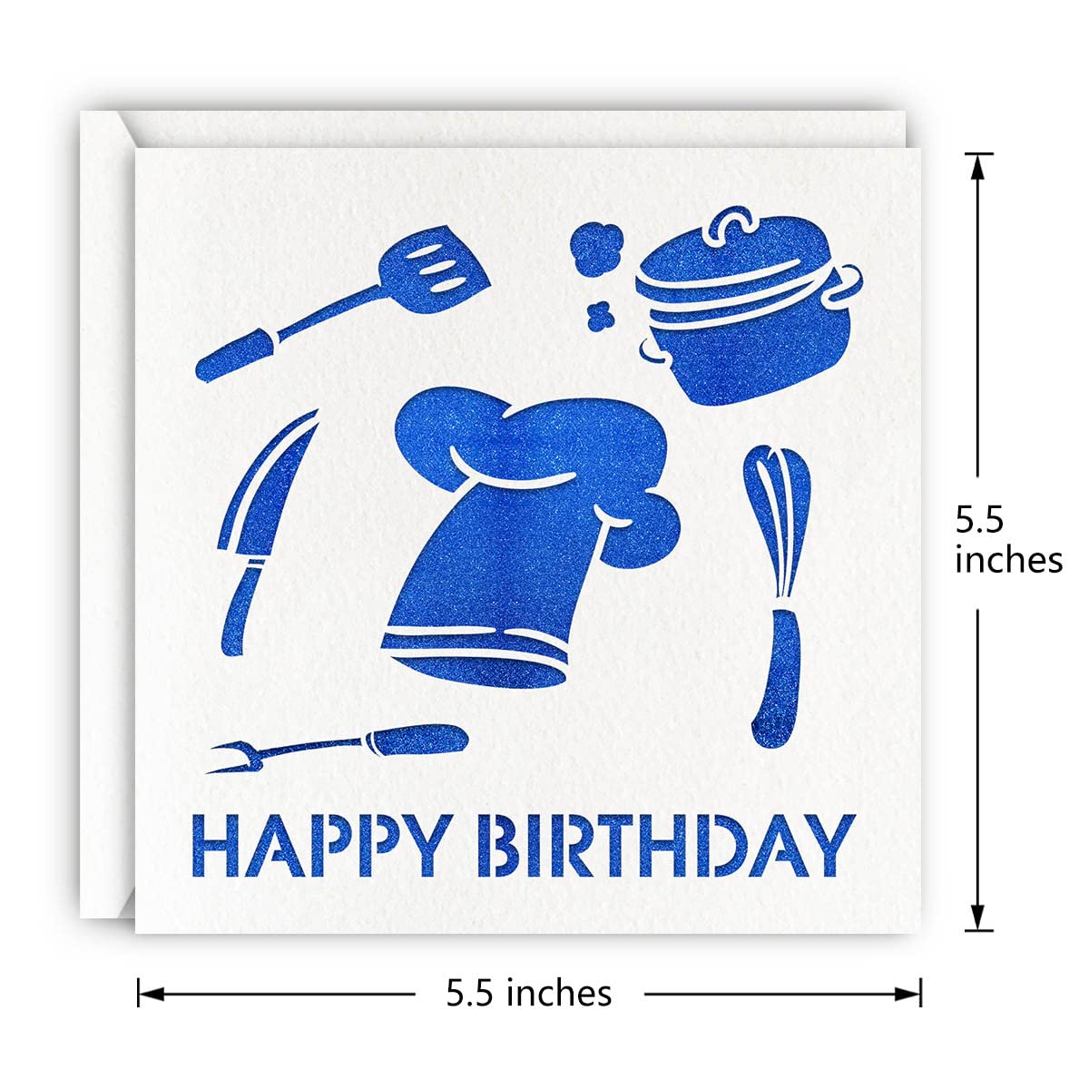 MAGJUCHE Blue Chef Happy Birthday Card, Glitter Laser Cut Cooking Greeting Card For Men, Father