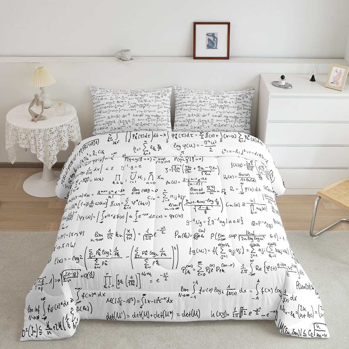 Feelyou Math Formula Duvet Set Mathematical Comforter Set for Kids Boys Girls Educational Bedding Set Science Comforter Black White 1 Comforter Set with 1 Pillowcase Twin Size Boys