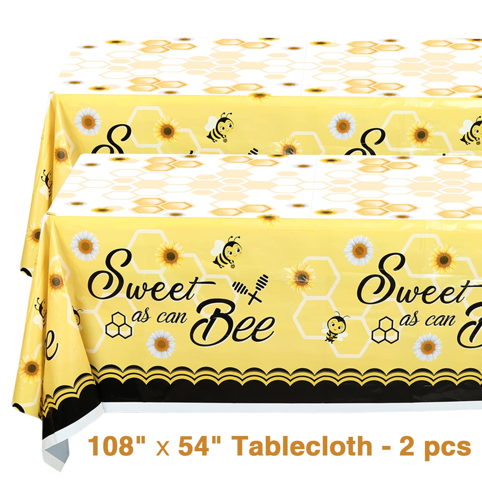 194PCS Bumble Bee Themed Party Supplies Bee Party Decorations - Bee Paper Plates and Napkins, Tablecloth, Tableware, What Will It Bee Gender Reveal Birthday Baby Shower Party Supplies, Serves 24