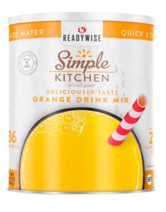 readywise - simple kitchen, orange drink mix, 86 servings, healthy, powdered drink mix, healthy drinks, emergency food supply, 10 can