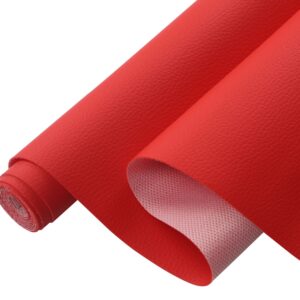 Picheng Lychee Texture Solid Color Faux Leather Sheets13.8 X53(35cmX135cm),Soft Faux Leather Roll Very Suitable for Making Crafts,Leather Earrings, Bows,Sewing DIY Projects (Red)