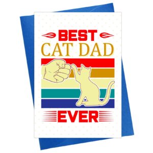 flyab best cat dad ever fathers day card from cat 4"x6" funny cat dad fathers day for cat dad fathers day card for dad from daughter son birthday greeting card with envelope for husband from wife